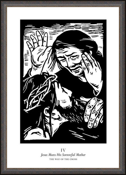 Wall Frame Espresso - Traditional Stations of the Cross 04 - Jesus Meets His Sorrowful Mother by J. Lonneman