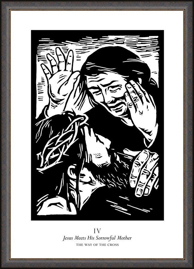 Wall Frame Espresso - Traditional Stations of the Cross 04 - Jesus Meets His Sorrowful Mother by Julie Lonneman - Trinity Stores