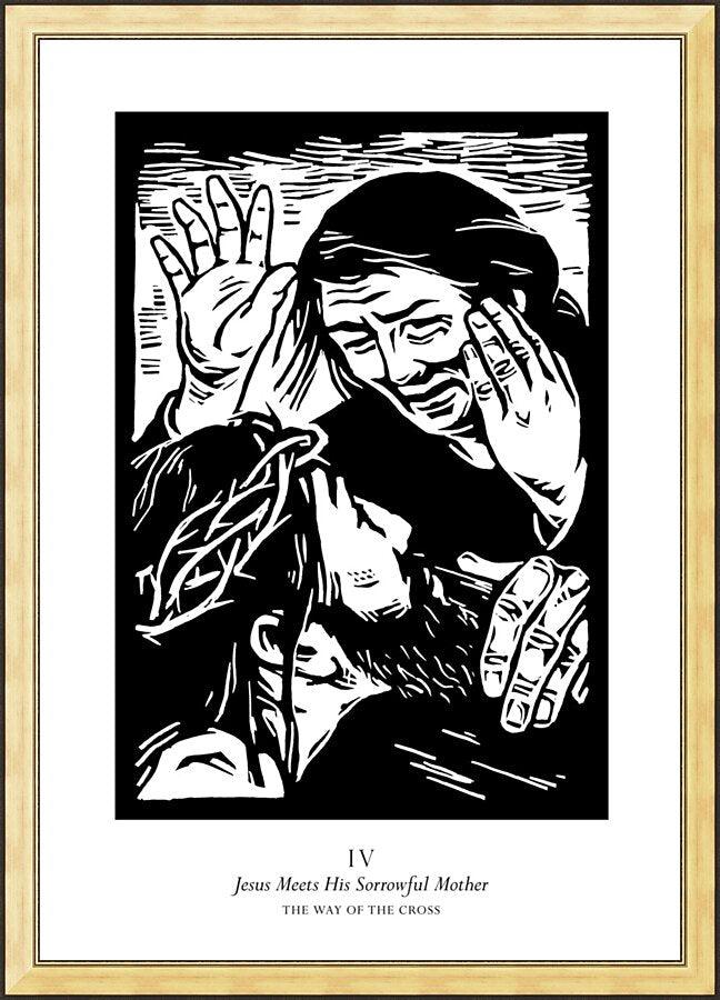 Wall Frame Gold - Traditional Stations of the Cross 04 - Jesus Meets His Sorrowful Mother by J. Lonneman