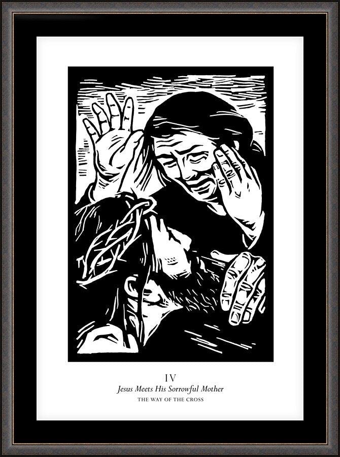 Wall Frame Espresso, Matted - Traditional Stations of the Cross 04 - Jesus Meets His Sorrowful Mother by Julie Lonneman - Trinity Stores