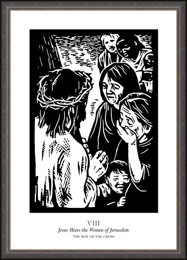 Wall Frame Espresso - Traditional Stations of the Cross 08 - Jesus Meets the Women of Jerusalem by J. Lonneman