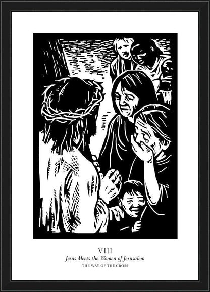 Wall Frame Black - Traditional Stations of the Cross 08 - Jesus Meets the Women of Jerusalem by Julie Lonneman - Trinity Stores