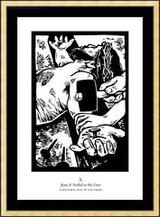 Wall Frame Gold - Scriptural Stations of the Cross 10 - Jesus is Nailed to the Cross by J. Lonneman