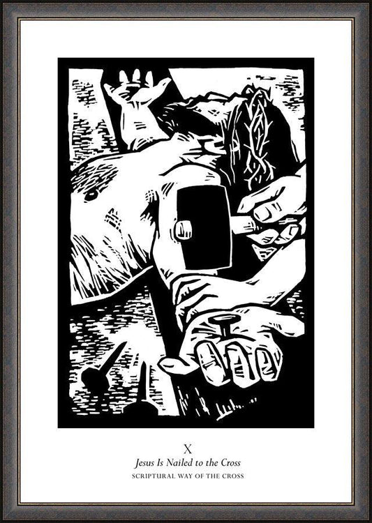 Wall Frame Espresso - Scriptural Stations of the Cross 10 - Jesus is Nailed to the Cross by J. Lonneman