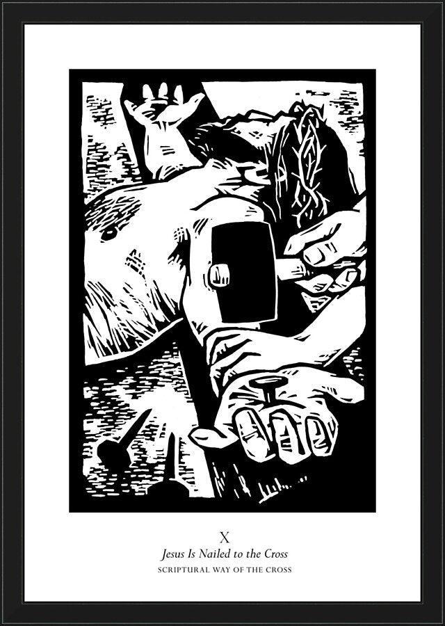Wall Frame Black - Scriptural Stations of the Cross 10 - Jesus is Nailed to the Cross by J. Lonneman