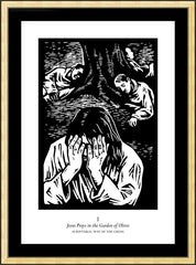 Wall Frame Gold - Scriptural Stations of the Cross 01 - Jesus Prays in the Garden of Olives by J. Lonneman