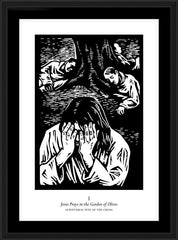 Wall Frame Black - Scriptural Stations of the Cross 01 - Jesus Prays in the Garden of Olives by J. Lonneman