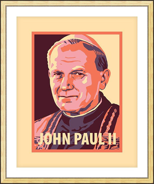 Wall Frame Gold, Matted - St. John Paul II by J. Lonneman