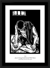Wall Frame Black - Scriptural Stations of the Cross 06 - Jesus is Scourged and Crowned With Thorns by J. Lonneman