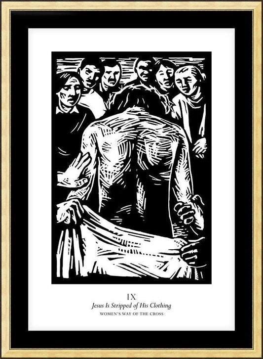Wall Frame Gold, Matted - Women's Stations of the Cross 09 - Jesus is Stripped of His Clothing by J. Lonneman