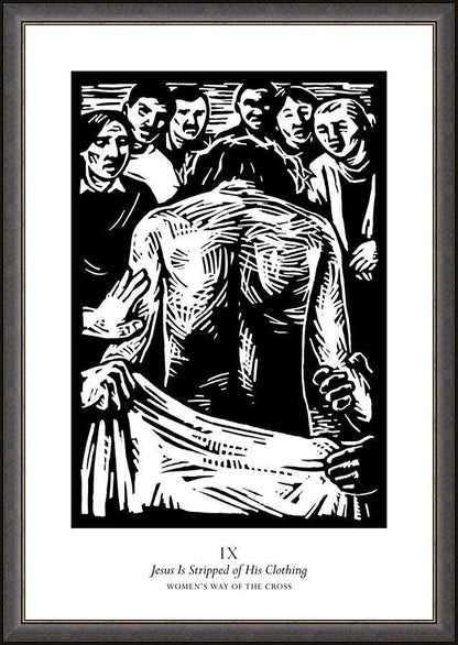 Wall Frame Espresso - Women's Stations of the Cross 09 - Jesus is Stripped of His Clothing by Julie Lonneman - Trinity Stores