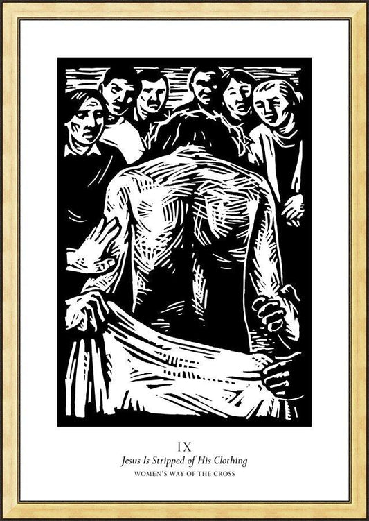 Wall Frame Gold - Women's Stations of the Cross 09 - Jesus is Stripped of His Clothing by J. Lonneman