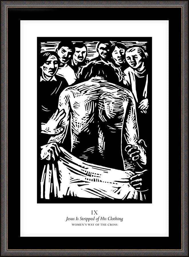 Wall Frame Espresso, Matted - Women's Stations of the Cross 09 - Jesus is Stripped of His Clothing by Julie Lonneman - Trinity Stores