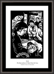 Wall Frame Espresso - Women's Stations of the Cross 12 - The Body of Jesus is Taken From the Cross by J. Lonneman
