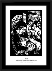Wall Frame Black - Women's Stations of the Cross 12 - The Body of Jesus is Taken From the Cross by J. Lonneman