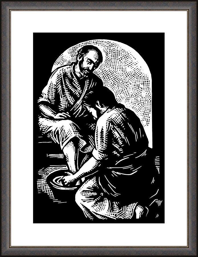 Wall Frame Espresso - Jesus Washing Peter's Feet by J. Lonneman