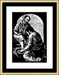 Wall Frame Gold - Jesus Washing Peter's Feet by J. Lonneman