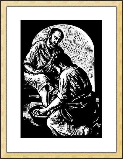 Wall Frame Gold - Jesus Washing Peter's Feet by J. Lonneman