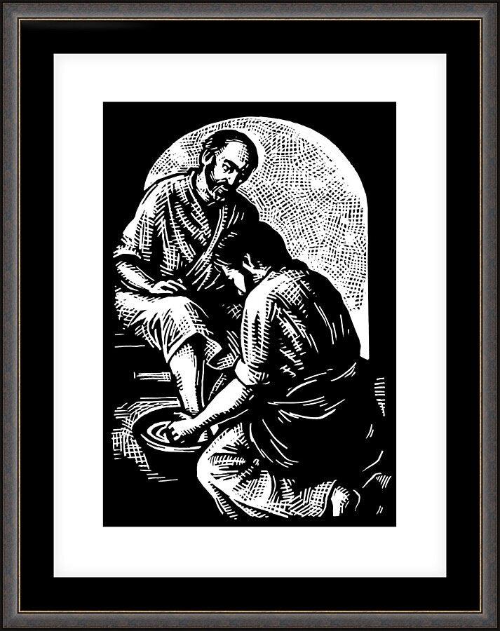 Wall Frame Espresso, Matted - Jesus Washing Peter's Feet by J. Lonneman