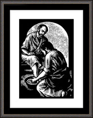 Wall Frame Espresso - Jesus Washing Peter's Feet by J. Lonneman