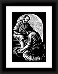Wall Frame Black - Jesus Washing Peter's Feet by J. Lonneman