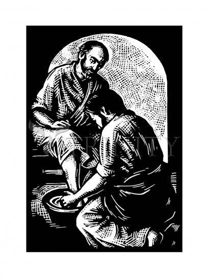 Wall Frame Black, Matted - Jesus Washing Peter's Feet by J. Lonneman