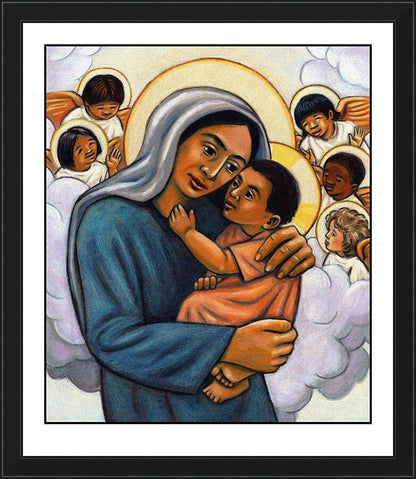 Wall Frame Black - Madonna and Child with Cherubs by Julie Lonneman - Trinity Stores