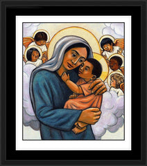 Wall Frame Black - Madonna and Child with Cherubs by J. Lonneman