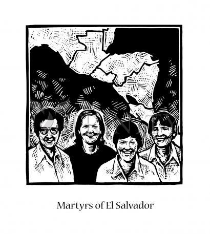 Wall Frame Gold, Matted - Martyrs of El Salvador by Julie Lonneman - Trinity Stores