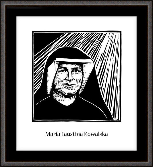Wall Frame Espresso, Matted - St. Maria Faustina Kowalska by J. Lonneman