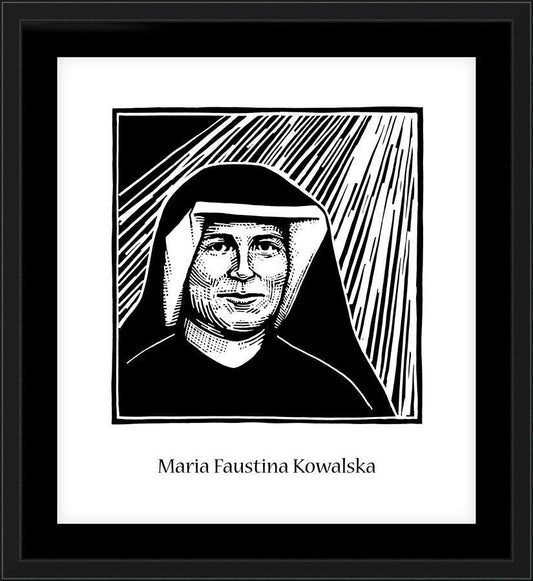 Wall Frame Black, Matted - St. Maria Faustina Kowalska by J. Lonneman