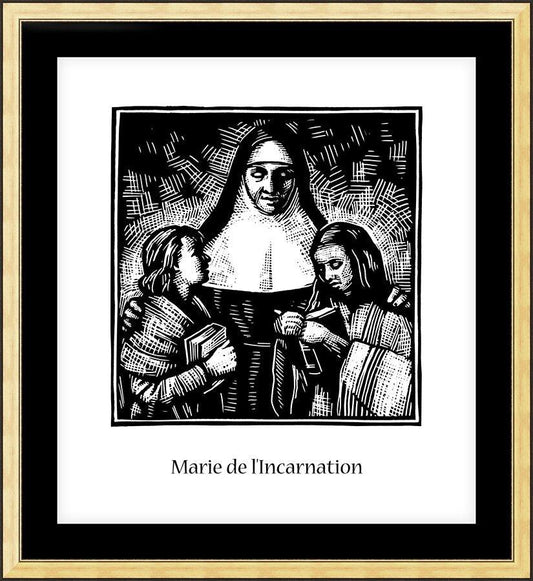 Wall Frame Gold, Matted - St. Marie of the Incarnation by J. Lonneman