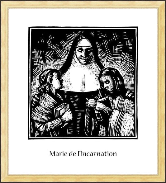 Wall Frame Gold - St. Marie of the Incarnation by J. Lonneman