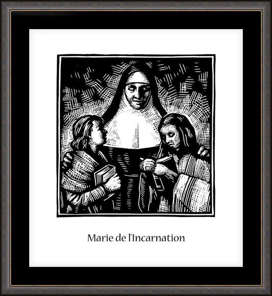 Wall Frame Espresso, Matted - St. Marie of the Incarnation by J. Lonneman