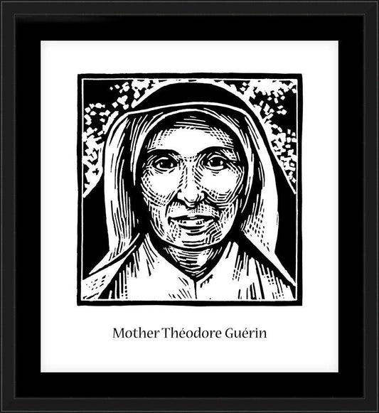 Wall Frame Black, Matted - St. Mother Théodore Guérin by J. Lonneman