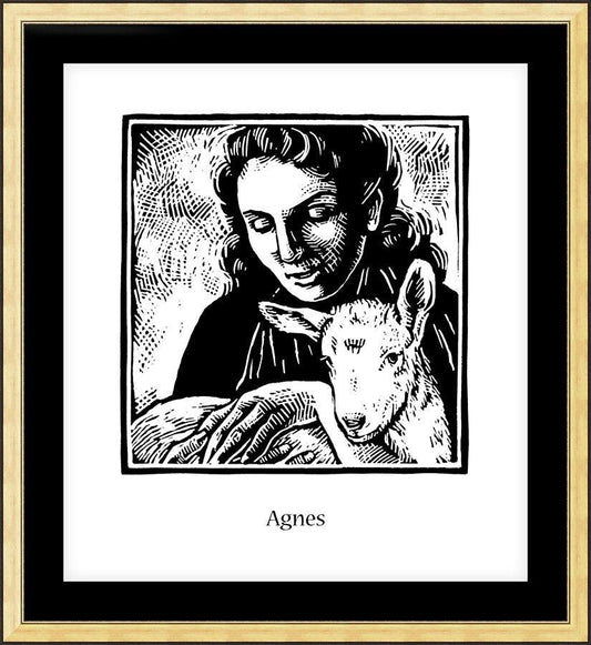 Wall Frame Gold, Matted - St. Agnes by J. Lonneman