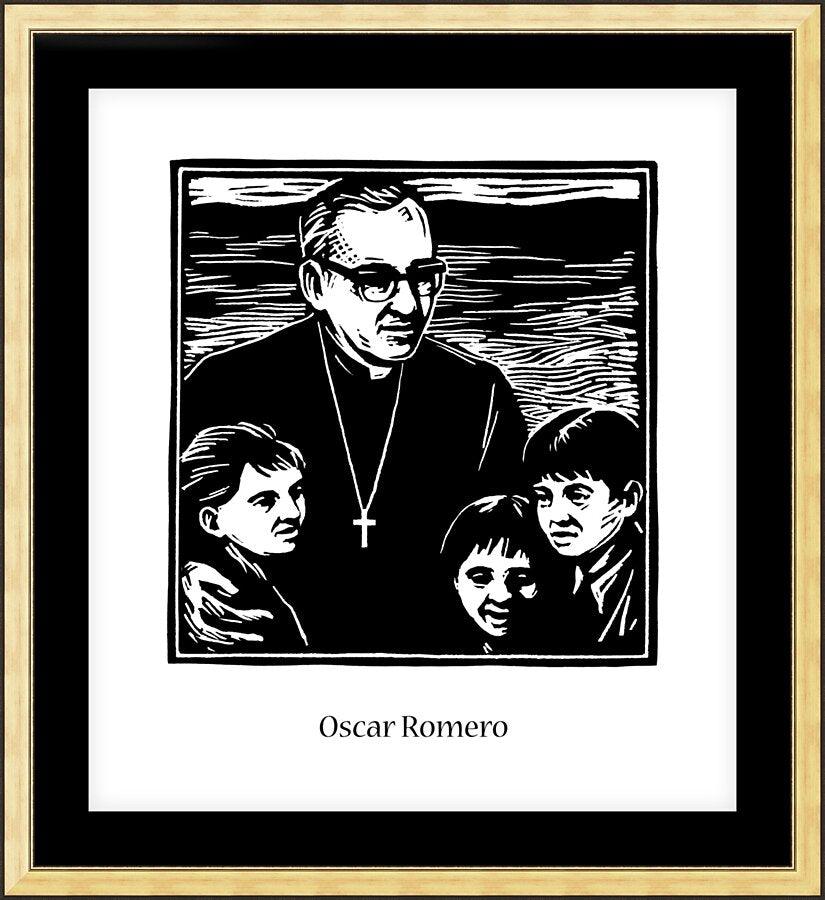 Wall Frame Gold, Matted - St. Oscar Romero by J. Lonneman