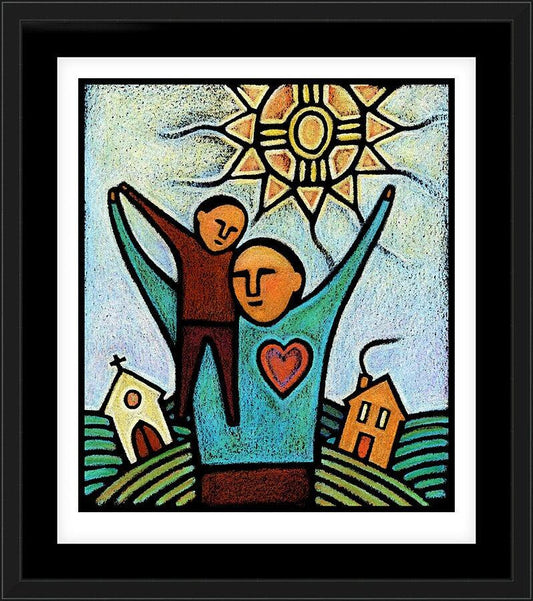 Wall Frame Black, Matted - Parent and Child by J. Lonneman