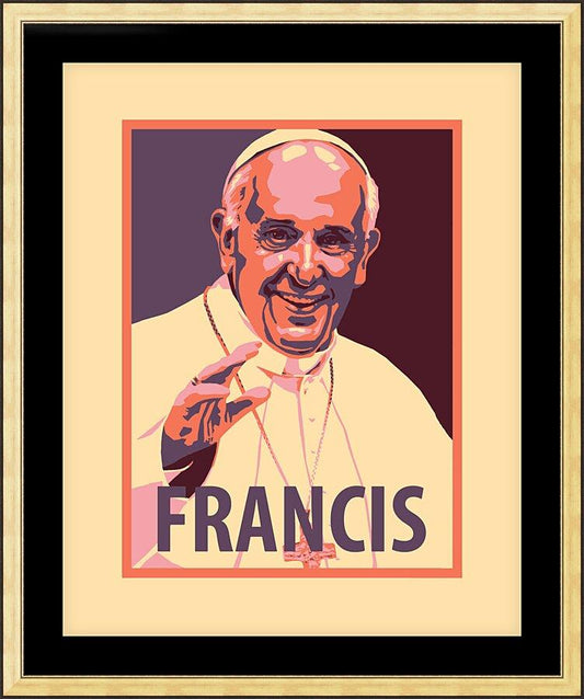 Wall Frame Gold, Matted - Pope Francis by J. Lonneman