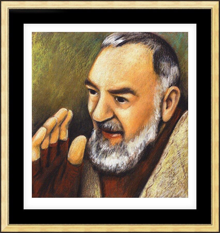 Wall Frame Gold, Matted - St. Padre Pio by Julie Lonneman - Trinity Stores