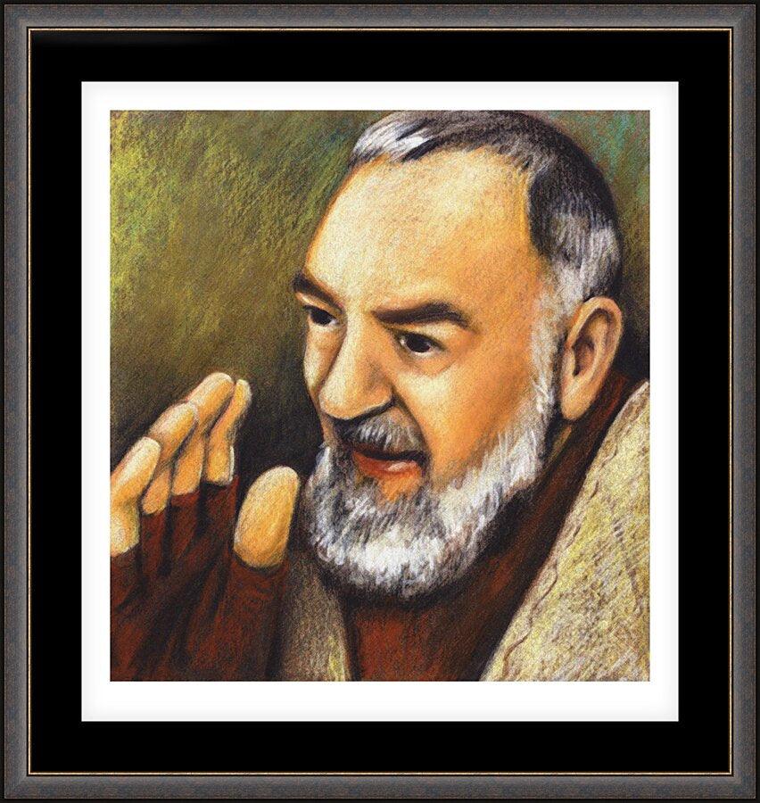 Wall Frame Espresso, Matted - St. Padre Pio by Julie Lonneman - Trinity Stores