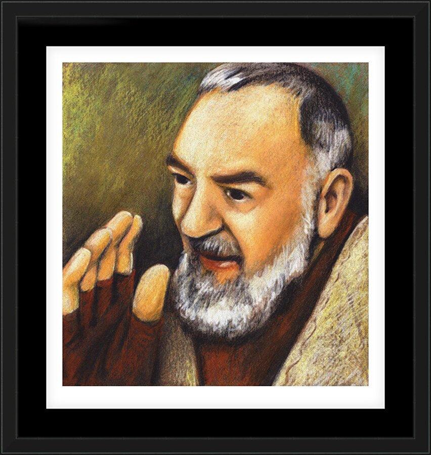 Wall Frame Black, Matted - St. Padre Pio by Julie Lonneman - Trinity Stores