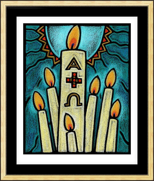 Wall Frame Gold, Matted - Paschal Candle by J. Lonneman