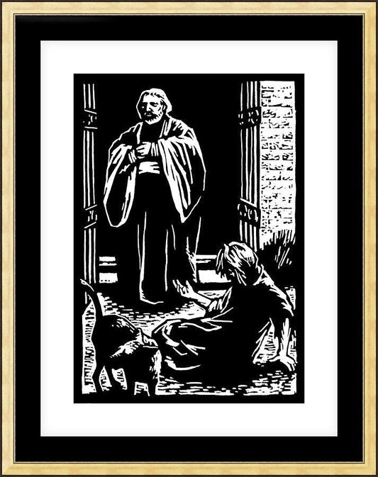 Wall Frame Gold, Matted - St. Lazarus and Rich Man by J. Lonneman