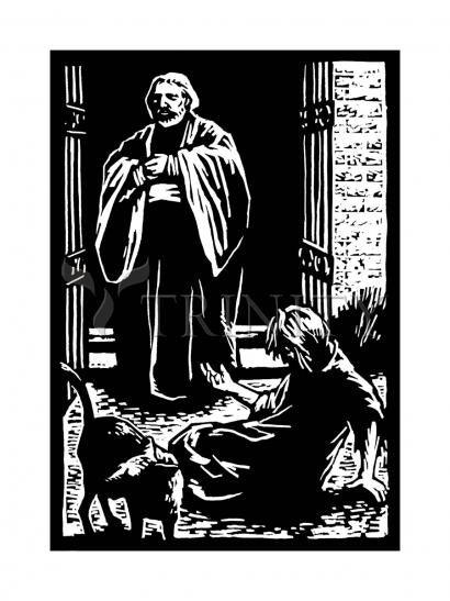 Wall Frame Black, Matted - St. Lazarus and Rich Man by J. Lonneman
