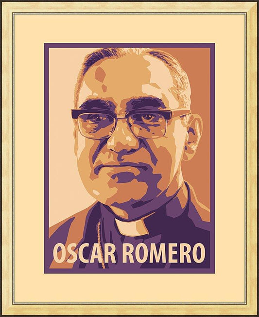 Wall Frame Gold - St. Oscar Romero by J. Lonneman