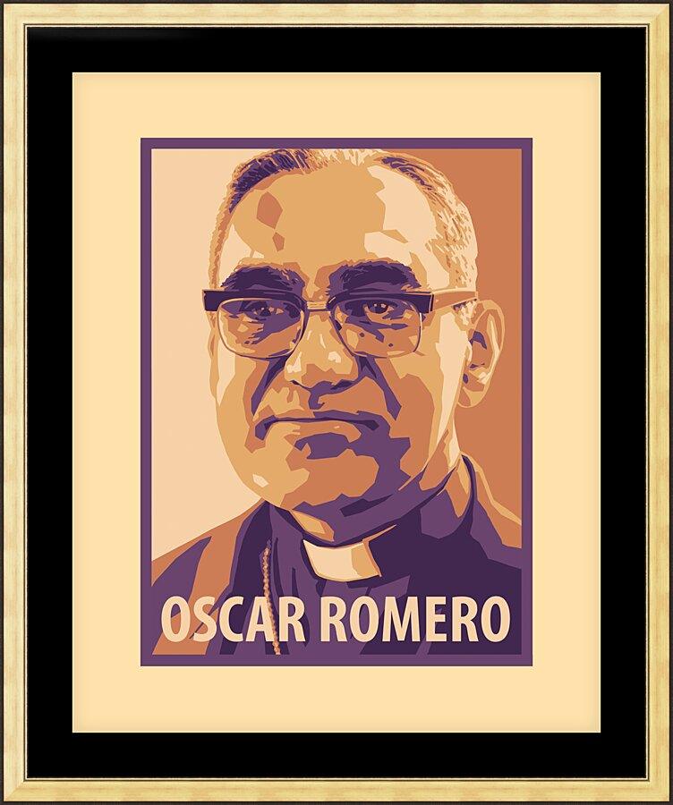 Wall Frame Gold, Matted - St. Oscar Romero by Julie Lonneman - Trinity Stores