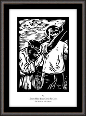 Wall Frame Espresso - Traditional Stations of the Cross 05 - Simon Helps Carry the Cross by J. Lonneman