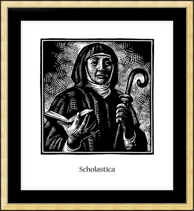 Wall Frame Gold, Matted - St. Scholastica by J. Lonneman