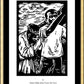 Wall Frame Gold, Matted - Women's Stations of the Cross 05 - Simon Helps Jesus Carry the Cross by J. Lonneman